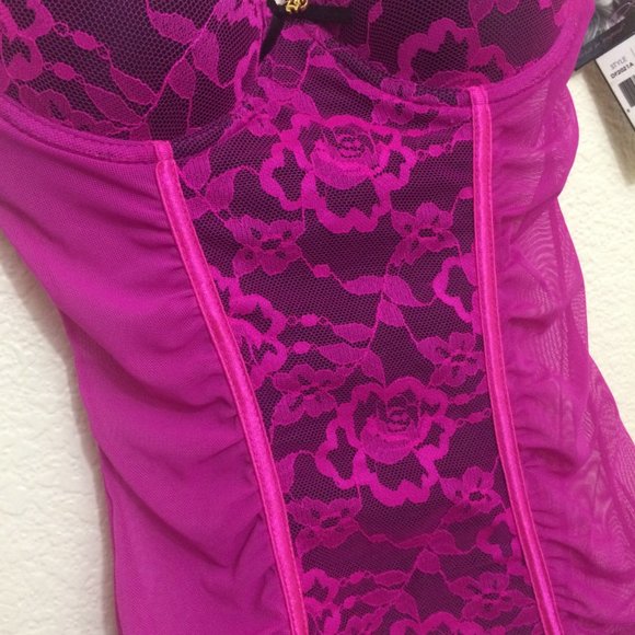 Daisy Fuentes 2-pc Lace Bustier Lingerie Set Pink - Picture 8 of 15